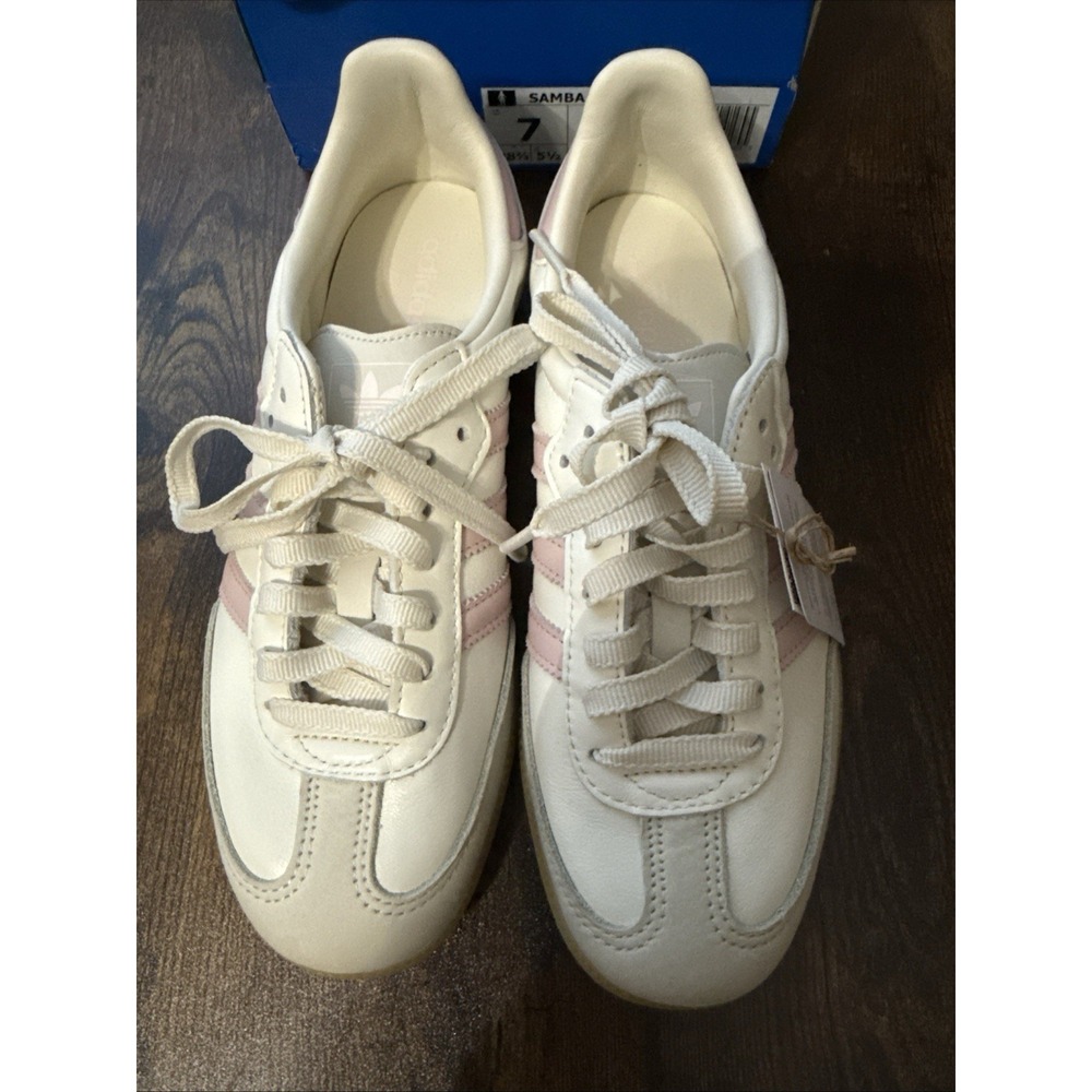 Adidas SAMBA OG W Size 6.5 Women's IH9059 White with Pink Stripes New NiB